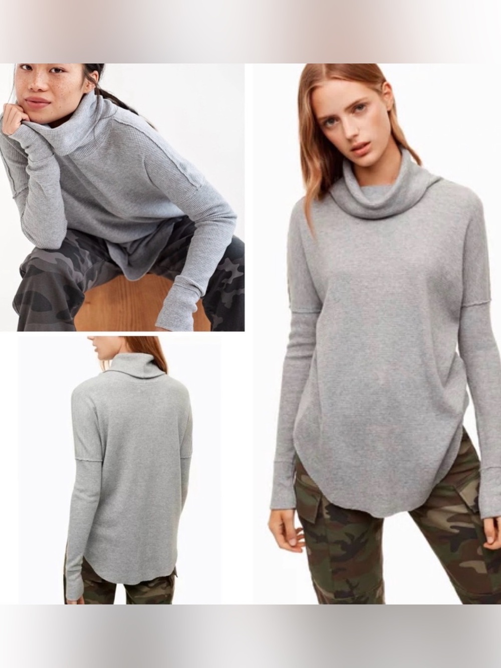 Aritzia TNA Waffle Knit Mockneck Size Small